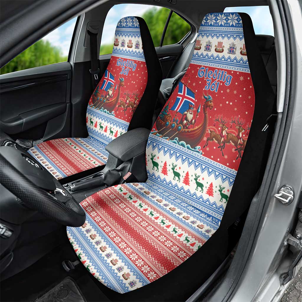 Iceland Viking Santa Christmas Car Seat Cover Funny Reindeer Norse Xmas - Wonder Print Shop
