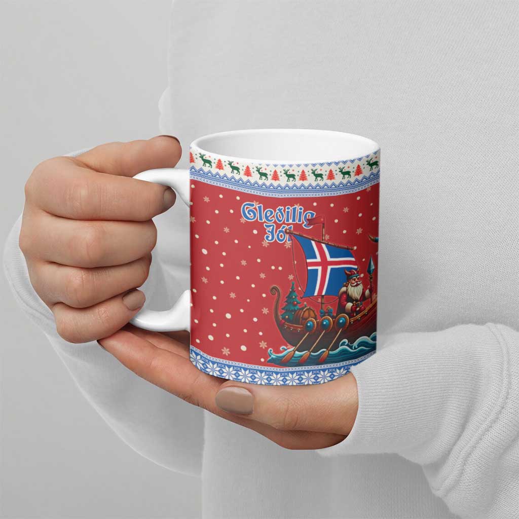 Iceland Viking Santa Christmas Ceramic Mug Funny Reindeer Norse Xmas - Wonder Print Shop