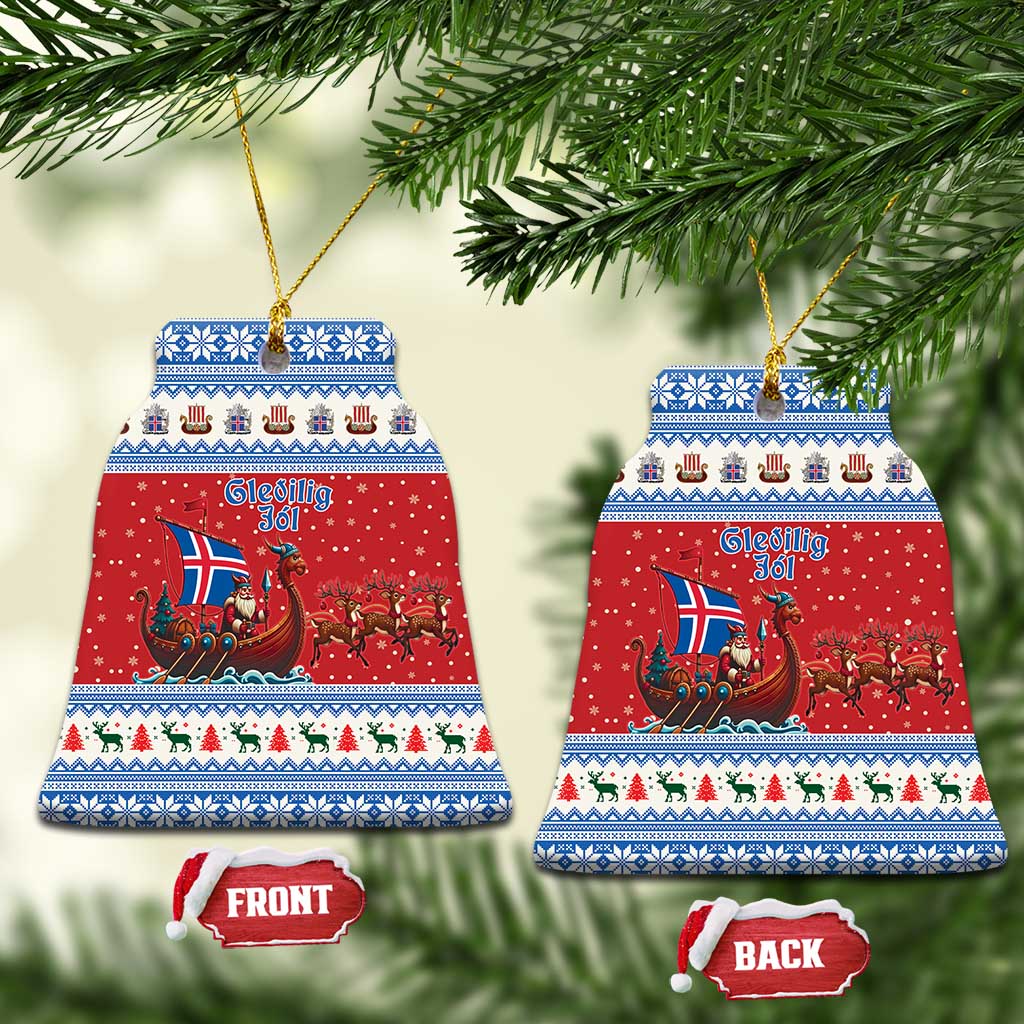 Iceland Viking Santa Christmas Ceramic Ornament Funny Reindeer Norse Xmas - Wonder Print Shop