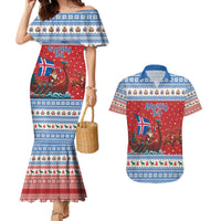 Iceland Viking Santa Christmas Couples Matching Mermaid Dress and Hawaiian Shirt Funny Reindeer Norse Xmas - Wonder Print Shop
