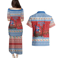 Iceland Viking Santa Christmas Couples Matching Puletasi and Hawaiian Shirt Funny Reindeer Norse Xmas - Wonder Print Shop