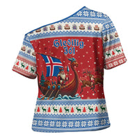 Iceland Viking Santa Christmas Cross Shoulder Shirt Funny Reindeer Norse Xmas - Wonder Print Shop