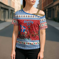 Iceland Viking Santa Christmas Cross Shoulder Shirt Funny Reindeer Norse Xmas - Wonder Print Shop
