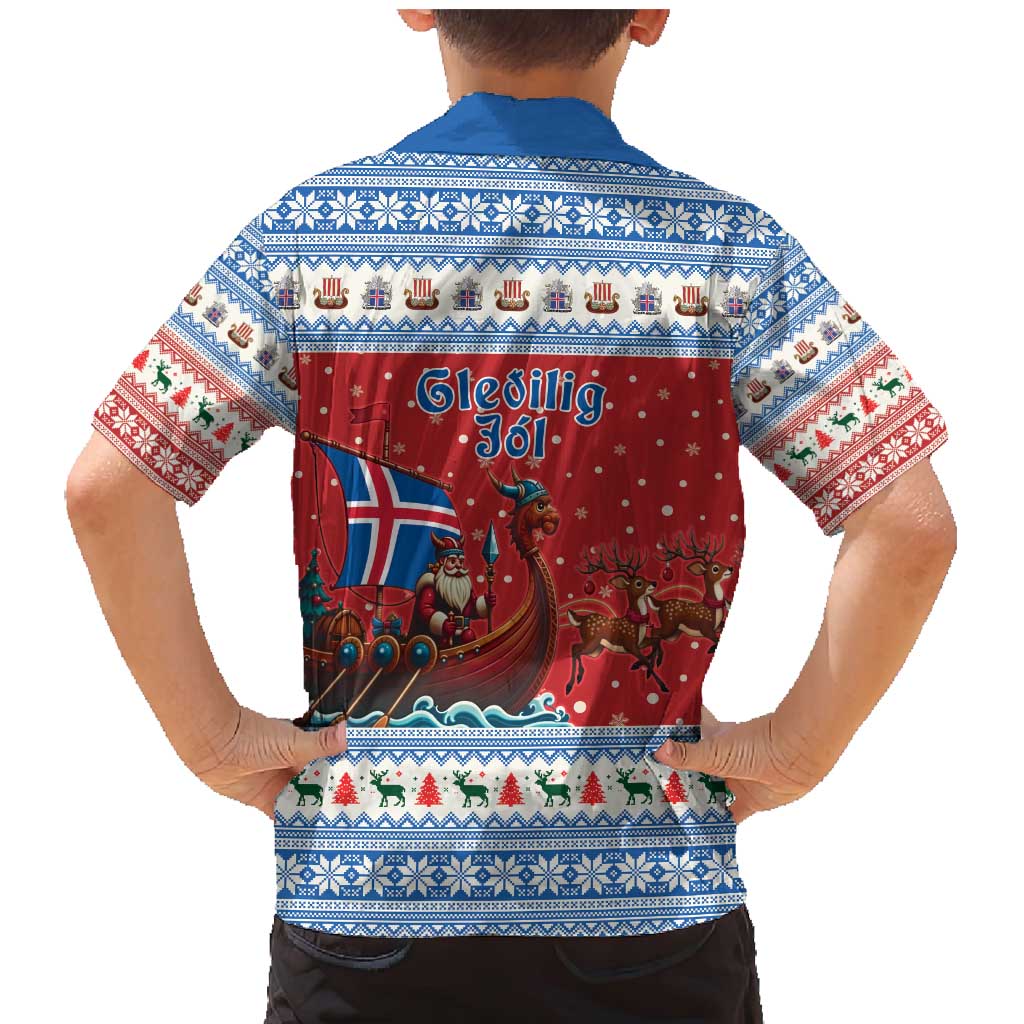 Iceland Viking Santa Christmas Family Matching Mermaid Dress and Hawaiian Shirt Funny Reindeer Norse Xmas - Wonder Print Shop