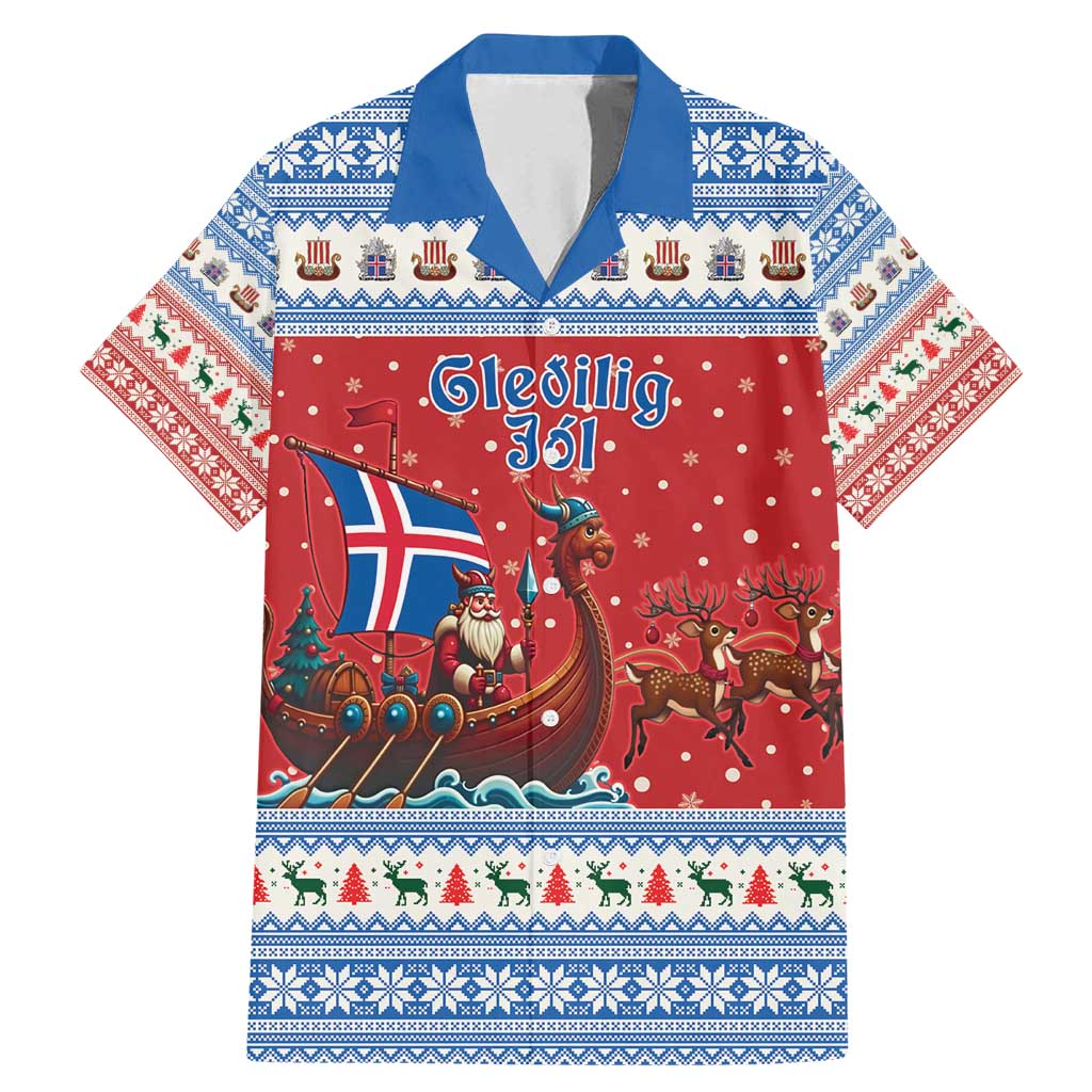 Iceland Viking Santa Christmas Family Matching Mermaid Dress and Hawaiian Shirt Funny Reindeer Norse Xmas - Wonder Print Shop