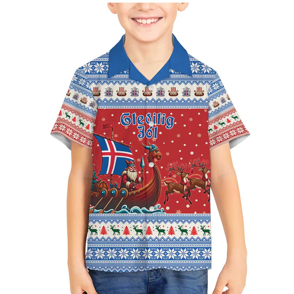 Iceland Viking Santa Christmas Family Matching Mermaid Dress and Hawaiian Shirt Funny Reindeer Norse Xmas - Wonder Print Shop