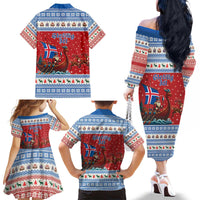 Iceland Viking Santa Christmas Family Matching Off The Shoulder Long Sleeve Dress and Hawaiian Shirt Funny Reindeer Norse Xmas - Wonder Print Shop