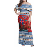Iceland Viking Santa Christmas Family Matching Off Shoulder Maxi Dress and Hawaiian Shirt Funny Reindeer Norse Xmas - Wonder Print Shop