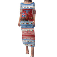 Iceland Viking Santa Christmas Family Matching Puletasi and Hawaiian Shirt Funny Reindeer Norse Xmas - Wonder Print Shop