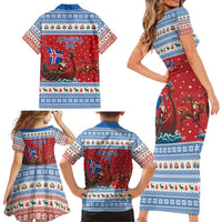 Iceland Viking Santa Christmas Family Matching Short Sleeve Bodycon Dress and Hawaiian Shirt Funny Reindeer Norse Xmas - Wonder Print Shop