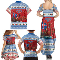 Iceland Viking Santa Christmas Family Matching Summer Maxi Dress and Hawaiian Shirt Funny Reindeer Norse Xmas - Wonder Print Shop