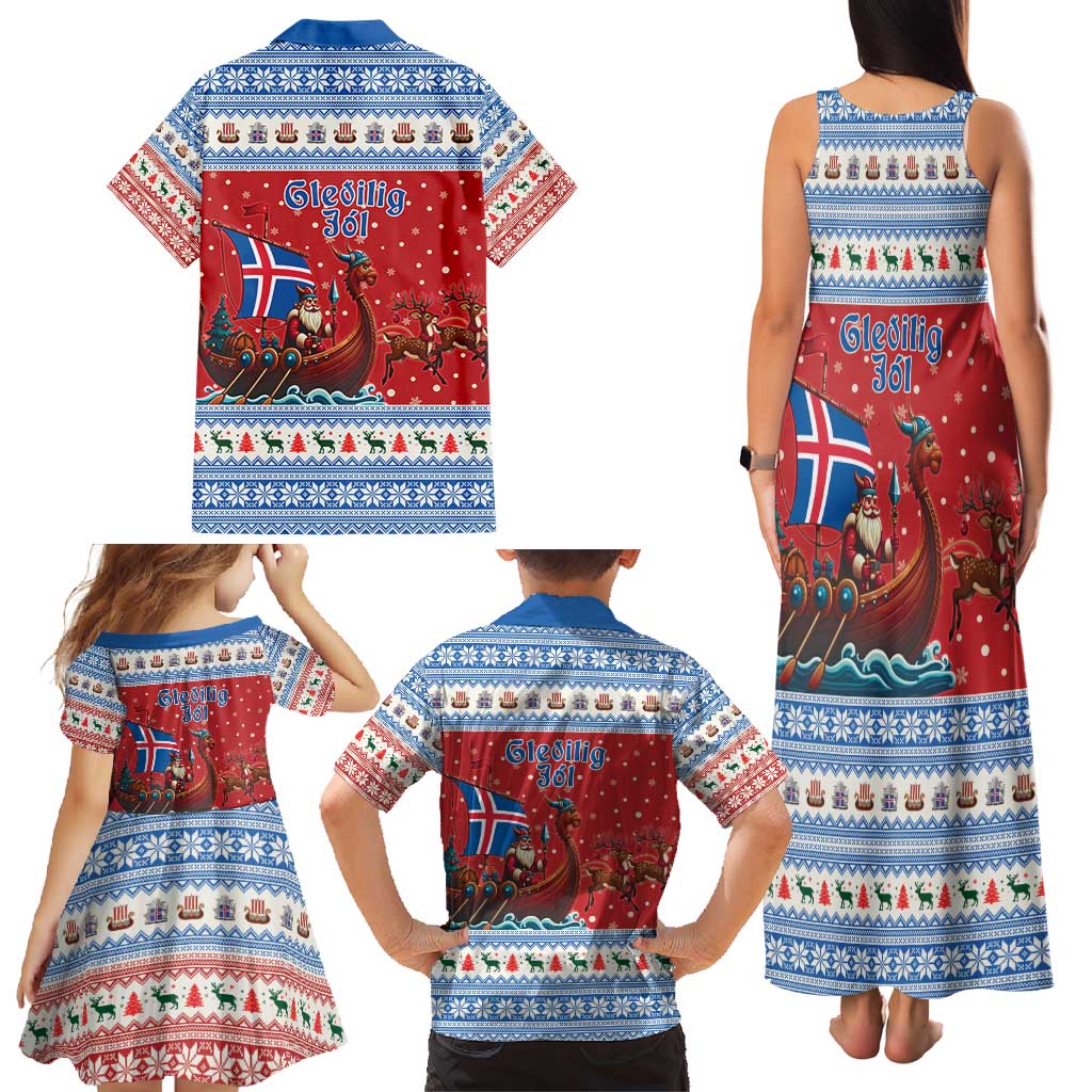 Iceland Viking Santa Christmas Family Matching Tank Maxi Dress and Hawaiian Shirt Funny Reindeer Norse Xmas - Wonder Print Shop