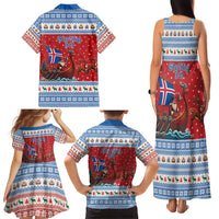 Iceland Viking Santa Christmas Family Matching Tank Maxi Dress and Hawaiian Shirt Funny Reindeer Norse Xmas - Wonder Print Shop