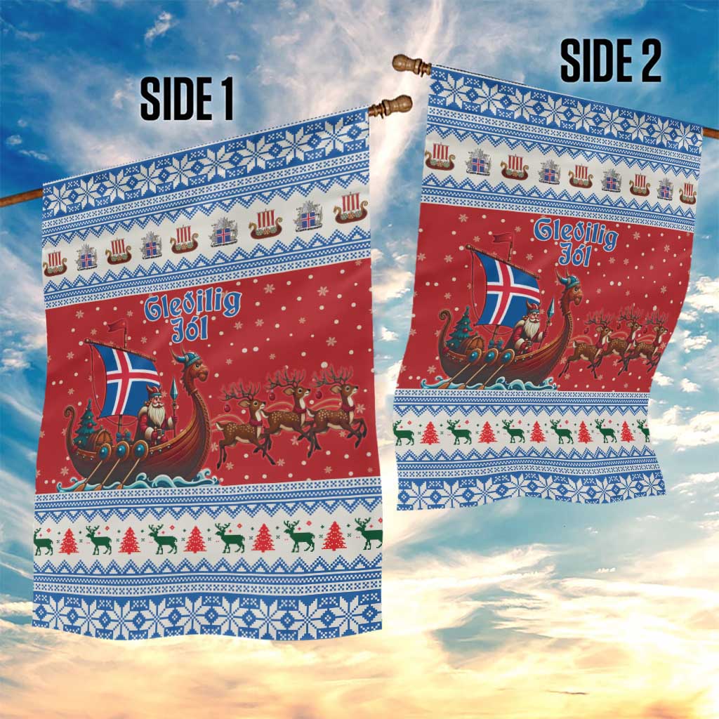 Iceland Viking Santa Christmas Garden Flag Funny Reindeer Norse Xmas - Wonder Print Shop
