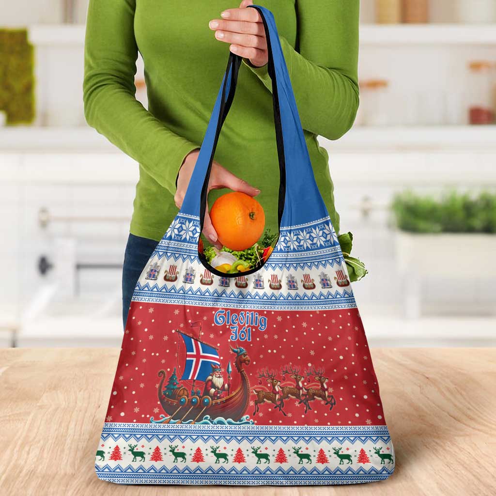 Iceland Viking Santa Christmas Grocery Bag Funny Reindeer Norse Xmas - Wonder Print Shop