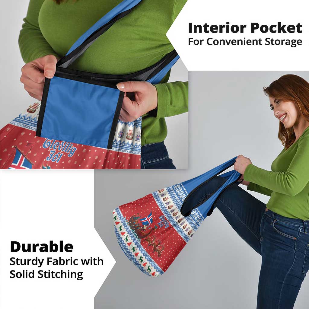 Iceland Viking Santa Christmas Grocery Bag Funny Reindeer Norse Xmas - Wonder Print Shop