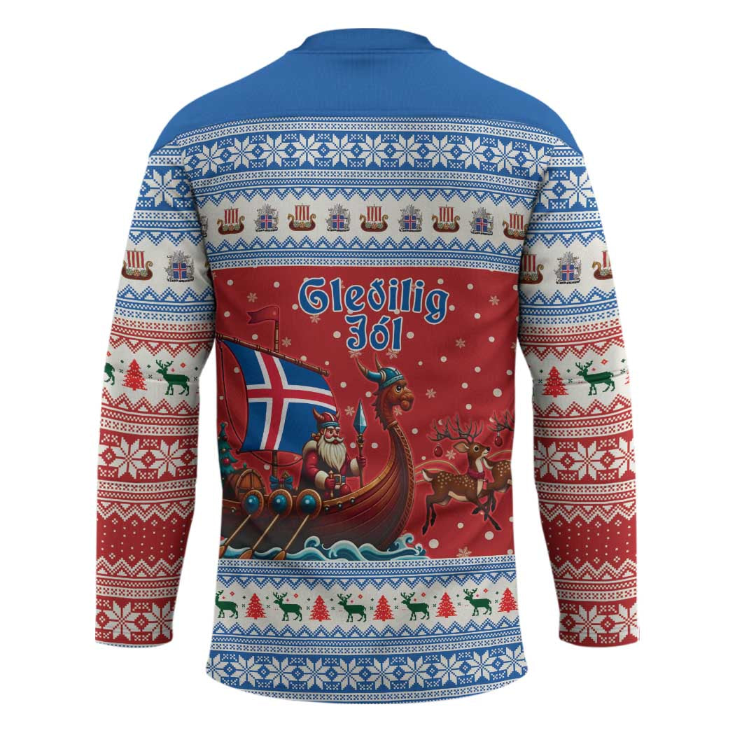 Iceland Viking Santa Christmas Hockey Jersey Funny Reindeer Norse Xmas - Wonder Print Shop