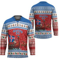 Iceland Viking Santa Christmas Hockey Jersey Funny Reindeer Norse Xmas - Wonder Print Shop