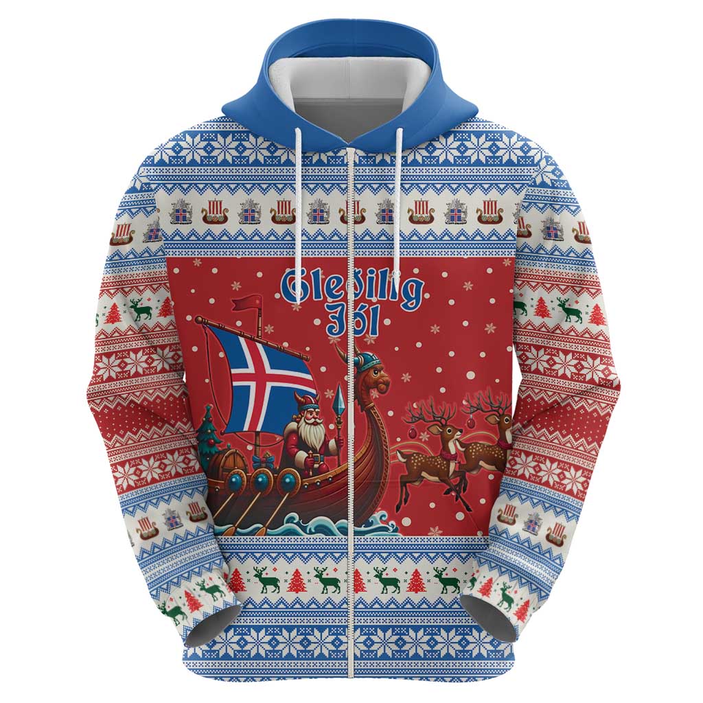 Iceland Viking Santa Christmas Hoodie Funny Reindeer Norse Xmas - Wonder Print Shop
