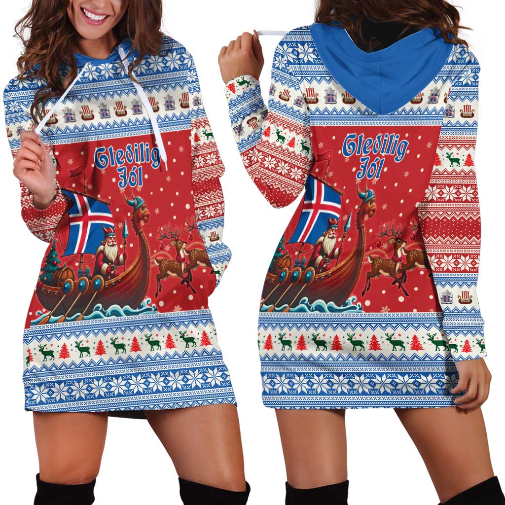 Iceland Viking Santa Christmas Hoodie Dress Funny Reindeer Norse Xmas - Wonder Print Shop