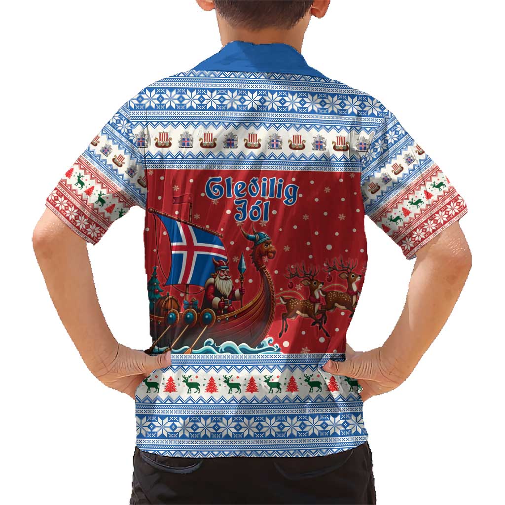 Iceland Viking Santa Christmas Kid Hawaiian Shirt Funny Reindeer Norse Xmas - Wonder Print Shop