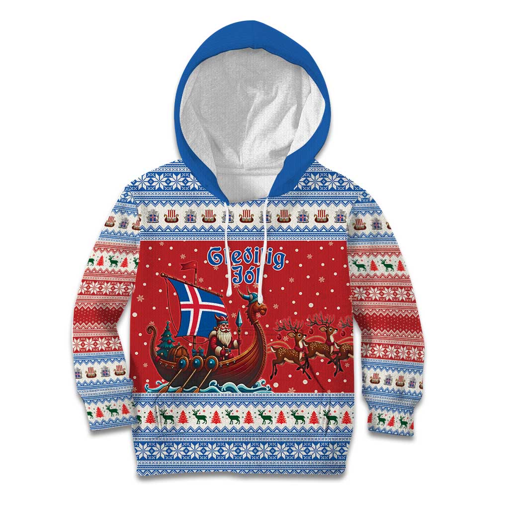 Iceland Viking Santa Christmas Kid Hoodie Funny Reindeer Norse Xmas - Wonder Print Shop
