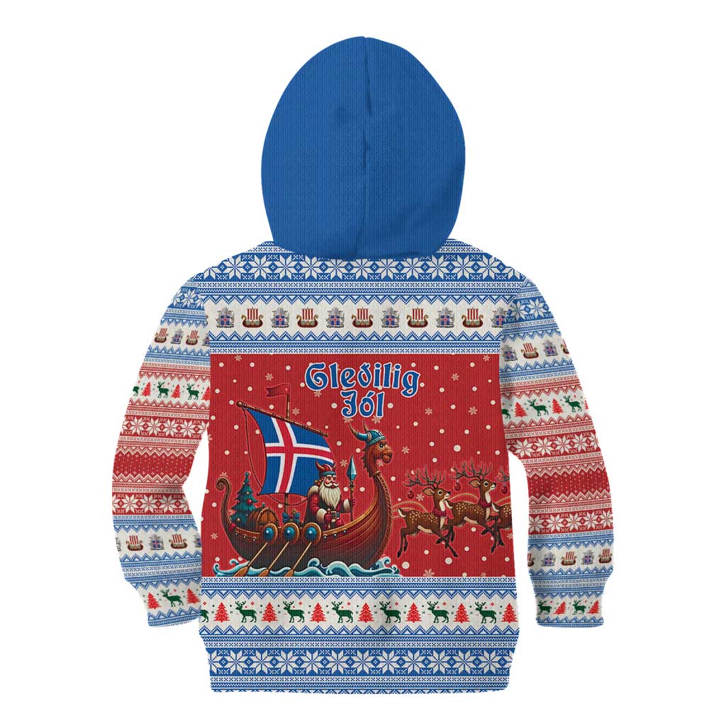 Iceland Viking Santa Christmas Kid Hoodie Funny Reindeer Norse Xmas - Wonder Print Shop