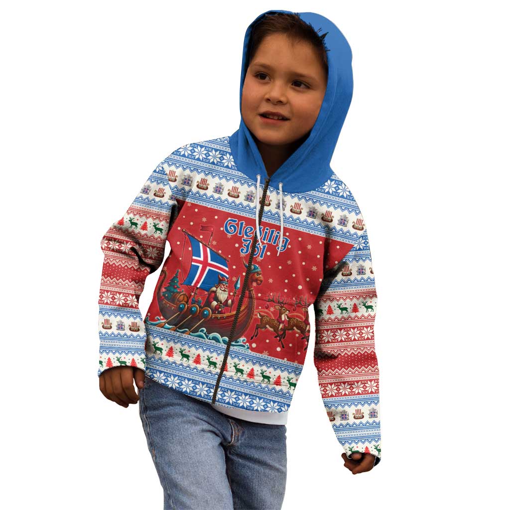Iceland Viking Santa Christmas Kid Hoodie Funny Reindeer Norse Xmas - Wonder Print Shop