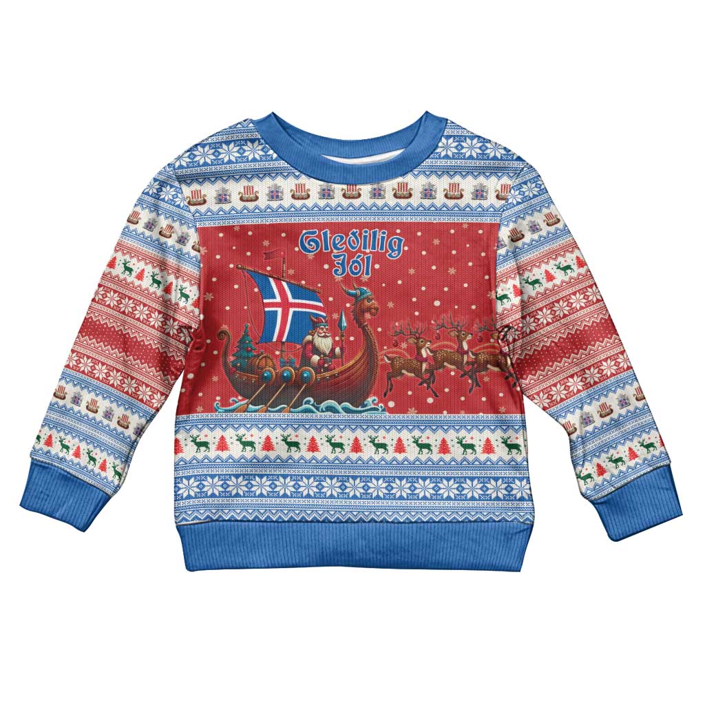 Iceland Viking Santa Christmas Kid Ugly Christmas Sweater Funny Reindeer Norse Xmas - Wonder Print Shop