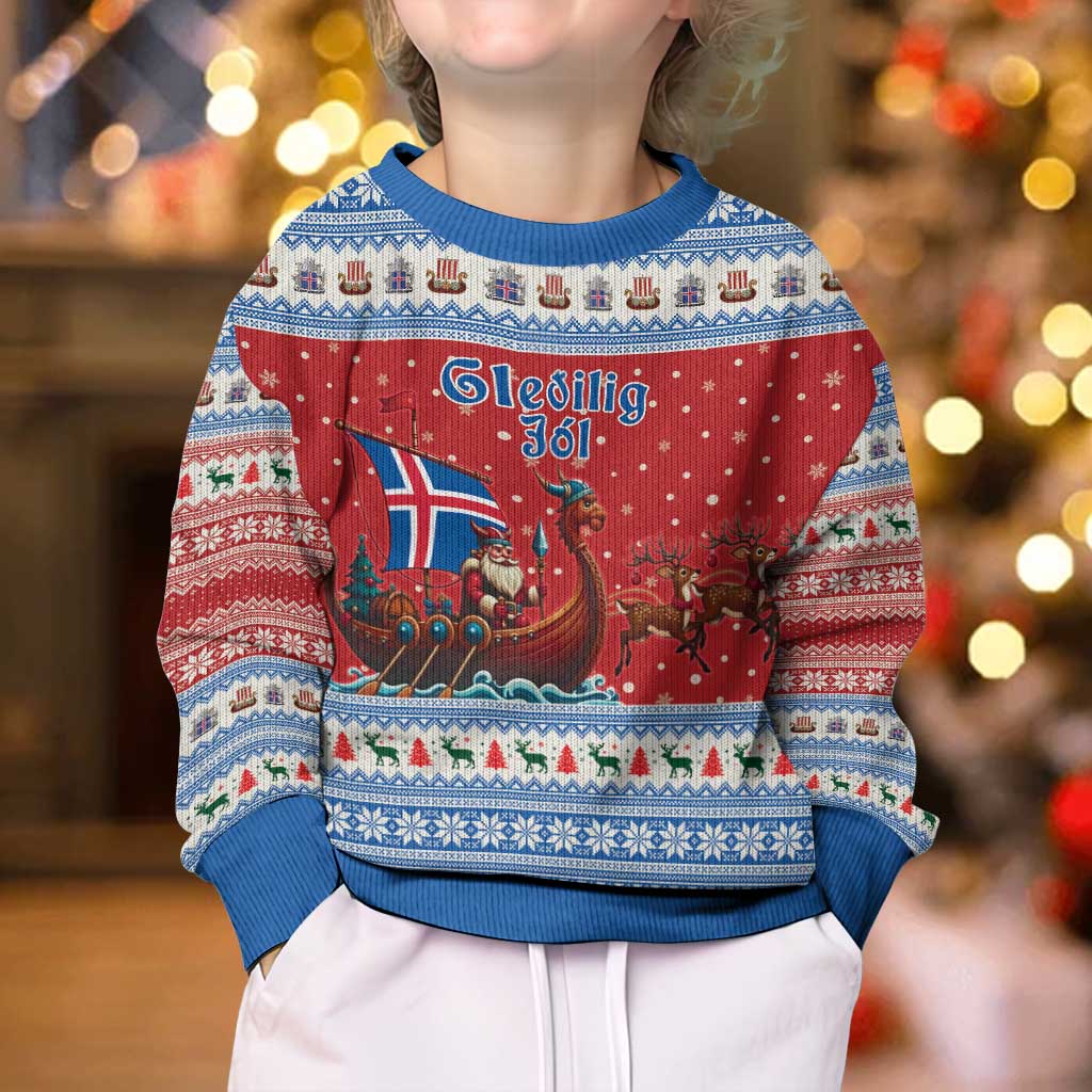 Iceland Viking Santa Christmas Kid Ugly Christmas Sweater Funny Reindeer Norse Xmas - Wonder Print Shop