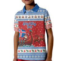 Iceland Viking Santa Christmas Kid Polo Shirt Funny Reindeer Norse Xmas - Wonder Print Shop