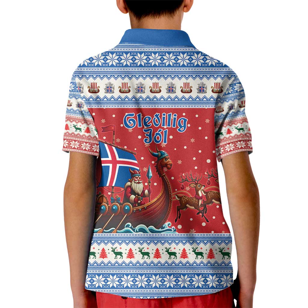 Iceland Viking Santa Christmas Kid Polo Shirt Funny Reindeer Norse Xmas - Wonder Print Shop