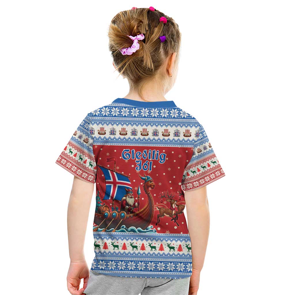 Iceland Viking Santa Christmas Kid T Shirt Funny Reindeer Norse Xmas - Wonder Print Shop