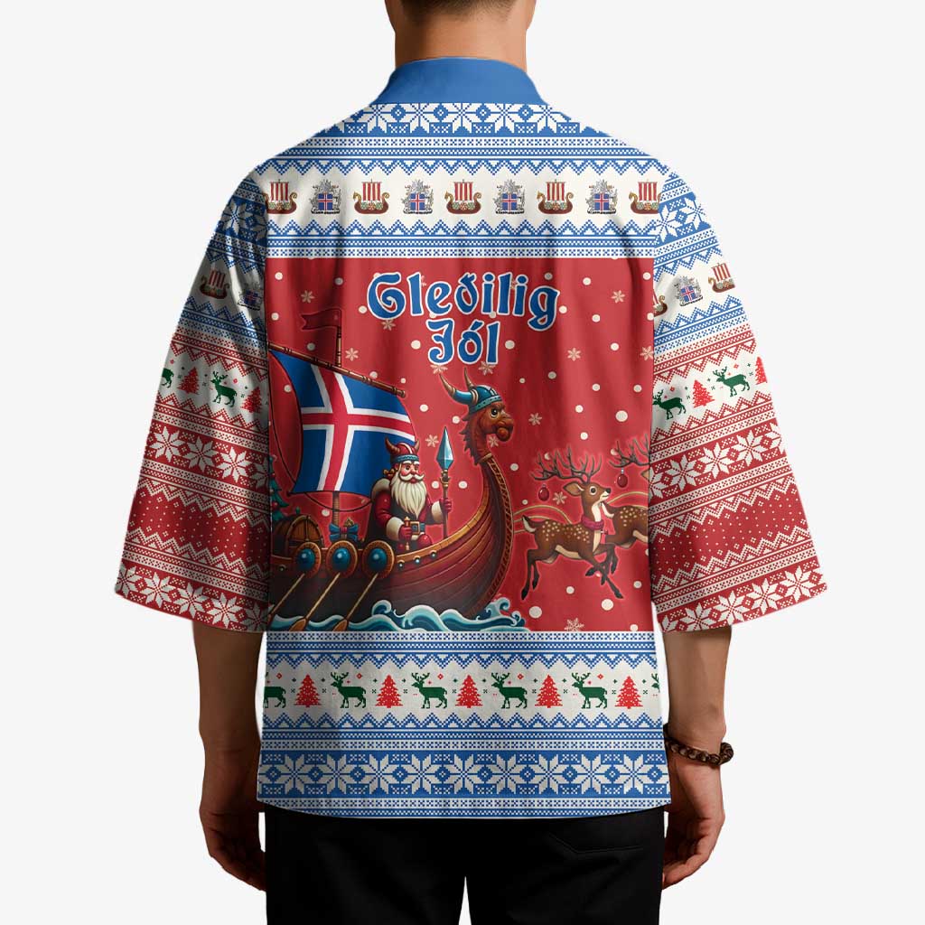 Iceland Viking Santa Christmas Kimono Funny Reindeer Norse Xmas - Wonder Print Shop