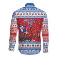 Iceland Viking Santa Christmas Long Sleeve Button Shirt Funny Reindeer Norse Xmas - Wonder Print Shop