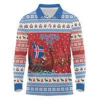 Iceland Viking Santa Christmas Long Sleeve Polo Shirt Funny Reindeer Norse Xmas - Wonder Print Shop