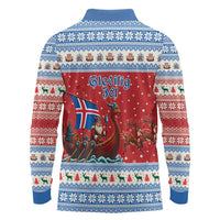 Iceland Viking Santa Christmas Long Sleeve Polo Shirt Funny Reindeer Norse Xmas - Wonder Print Shop