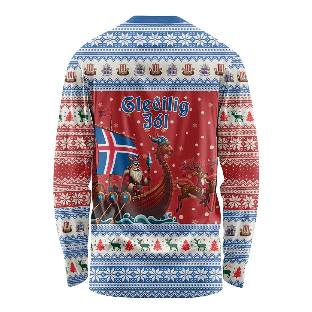 Iceland Viking Santa Christmas Long Sleeve Shirt Funny Reindeer Norse Xmas - Wonder Print Shop