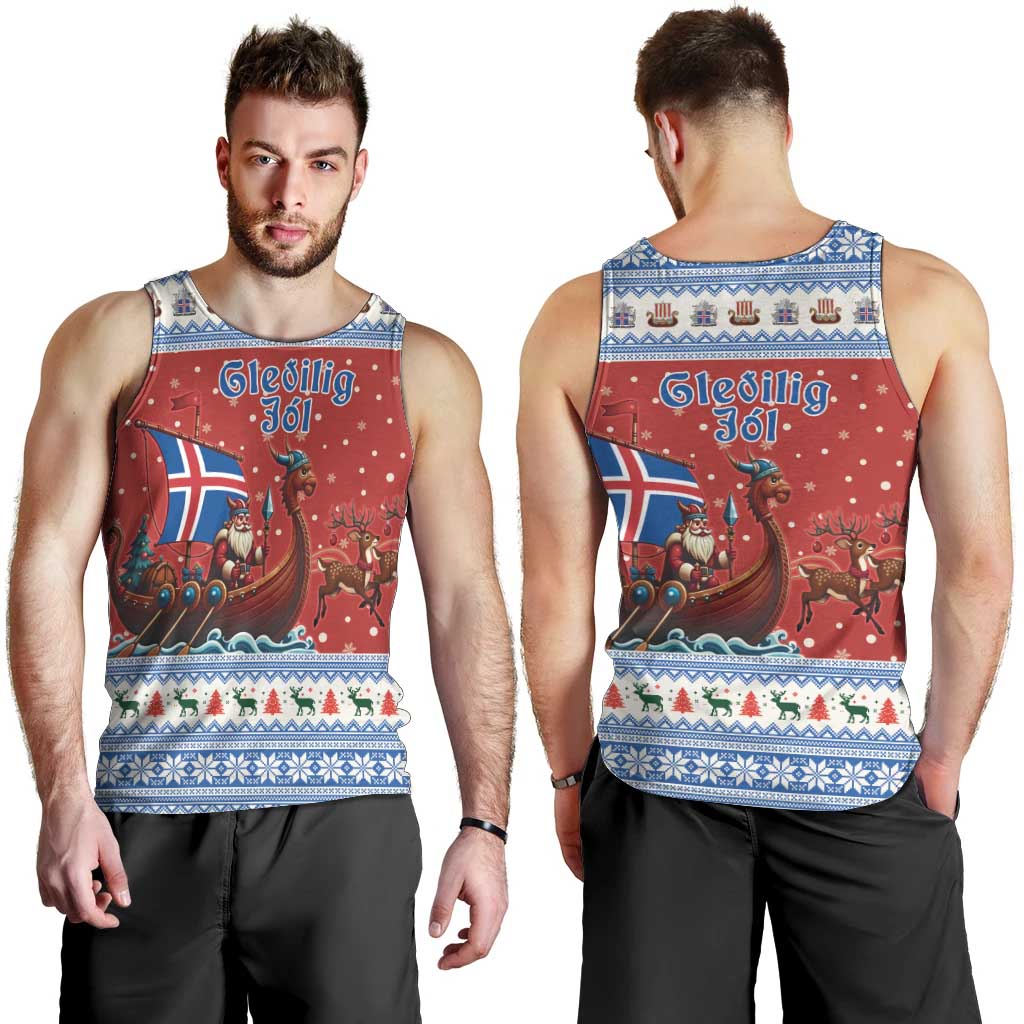 Iceland Viking Santa Christmas Men Tank Top Funny Reindeer Norse Xmas - Wonder Print Shop