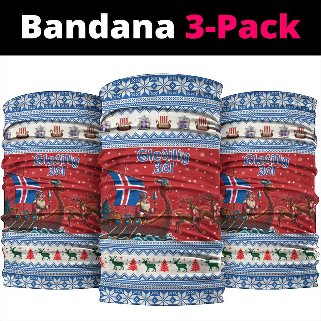 Iceland Viking Santa Christmas Neck Gaiter Funny Reindeer Norse Xmas - Wonder Print Shop