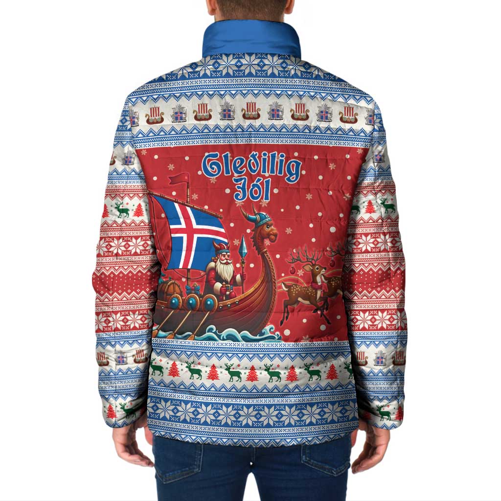 Iceland Viking Santa Christmas Padded Jacket Funny Reindeer Norse Xmas - Wonder Print Shop