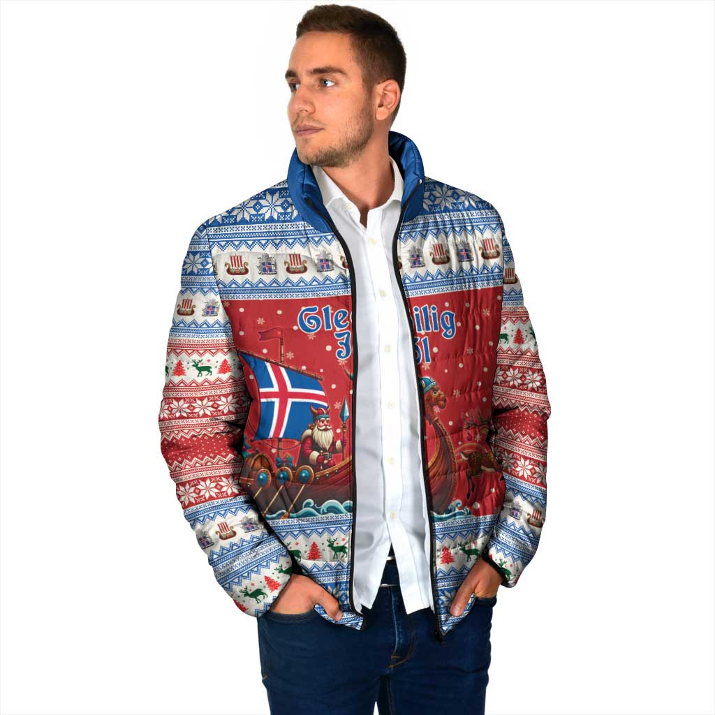 Iceland Viking Santa Christmas Padded Jacket Funny Reindeer Norse Xmas - Wonder Print Shop