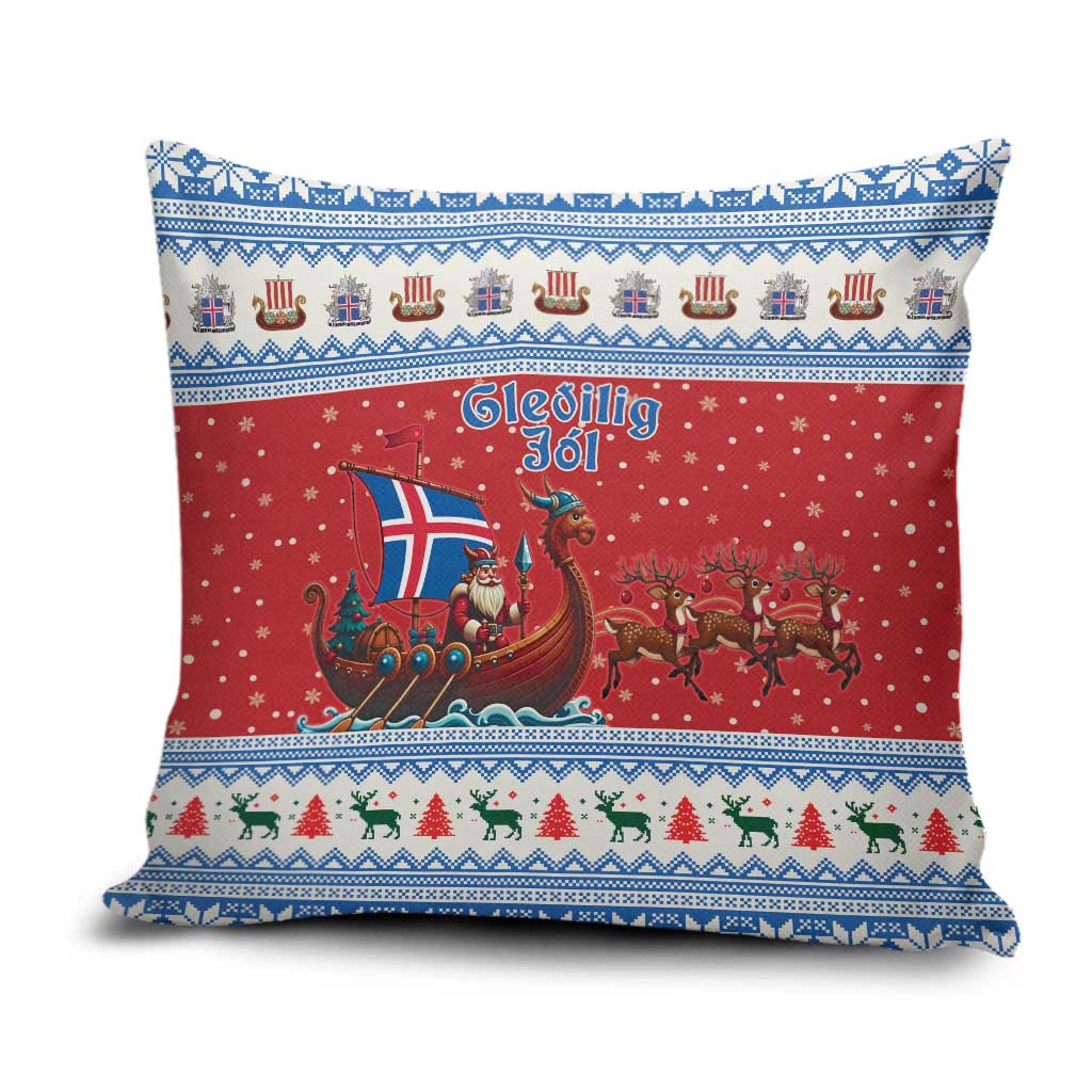 Iceland Viking Santa Christmas Pillow Cover Funny Reindeer Norse Xmas - Wonder Print Shop