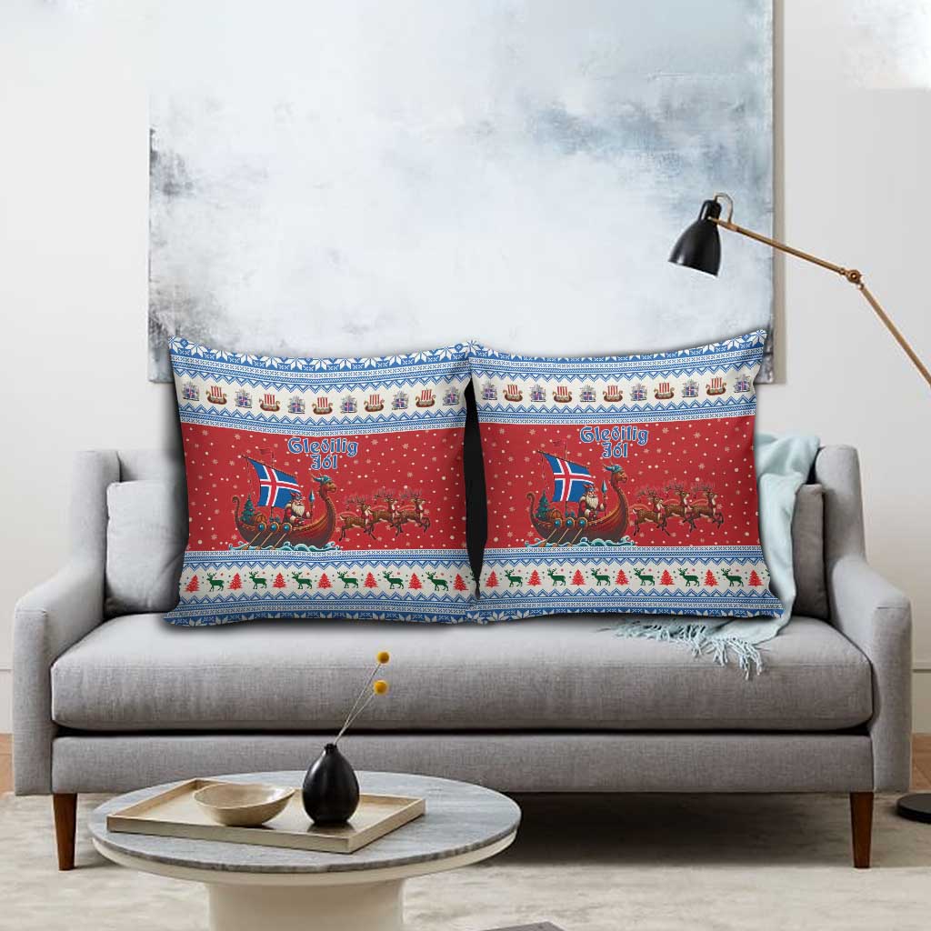 Iceland Viking Santa Christmas Pillow Cover Funny Reindeer Norse Xmas - Wonder Print Shop