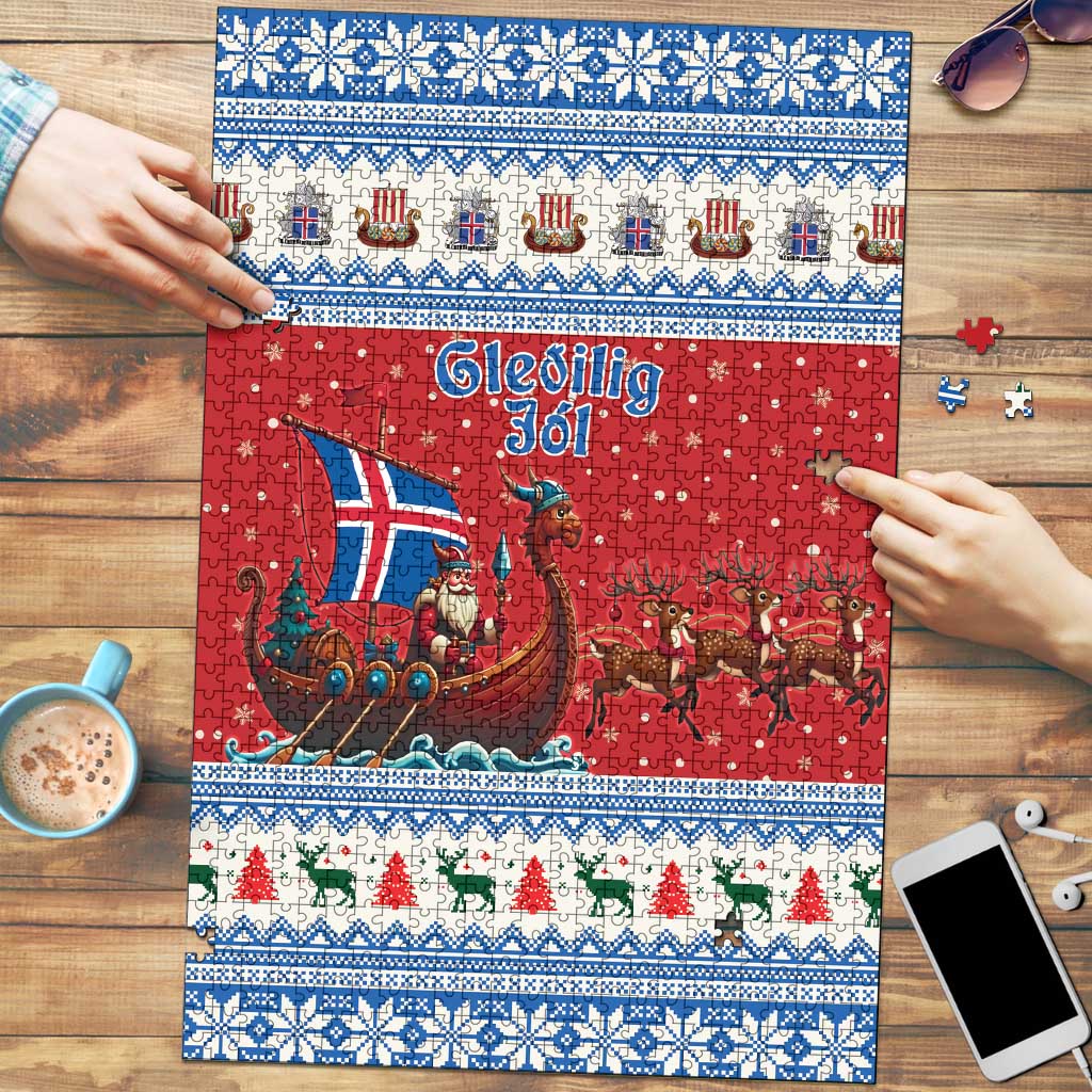 Iceland Viking Santa Christmas Puzzle Funny Reindeer Norse Xmas - Wonder Print Shop