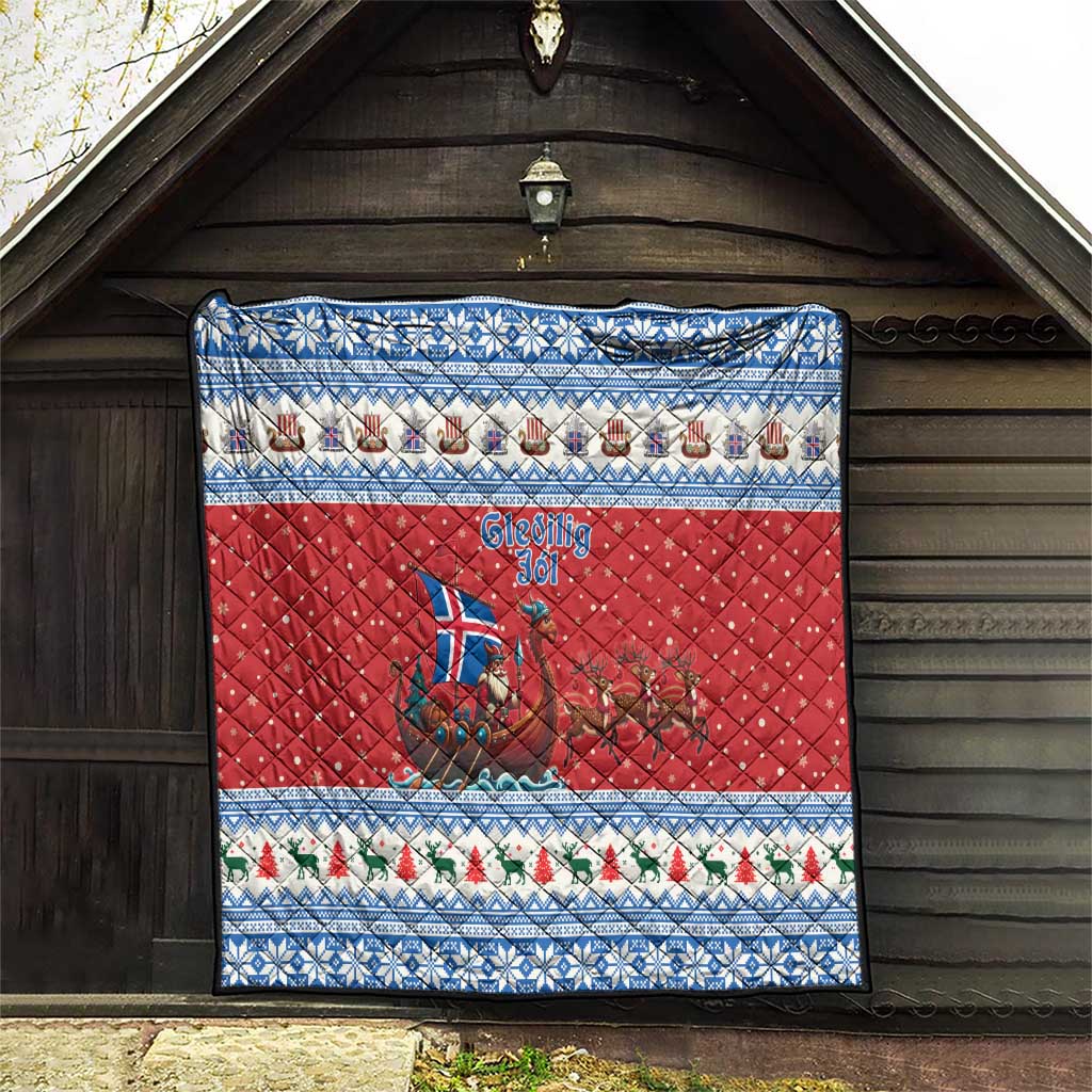 Iceland Viking Santa Christmas Quilt Funny Reindeer Norse Xmas - Wonder Print Shop