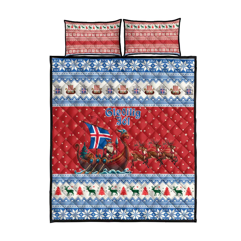 Iceland Viking Santa Christmas Quilt Bed Set Funny Reindeer Norse Xmas - Wonder Print Shop