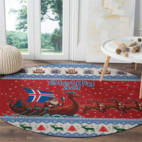Iceland Viking Santa Christmas Round Carpet Funny Reindeer Norse Xmas - Wonder Print Shop
