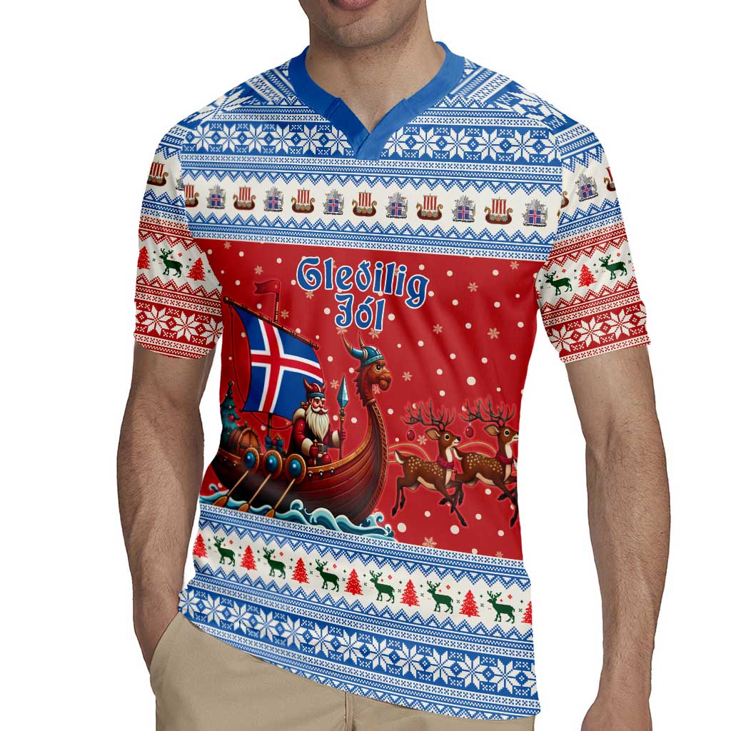 Iceland Viking Santa Christmas Rugby Jersey Funny Reindeer Norse Xmas - Wonder Print Shop