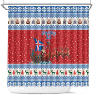 Iceland Viking Santa Christmas Shower Curtain Funny Reindeer Norse Xmas - Wonder Print Shop